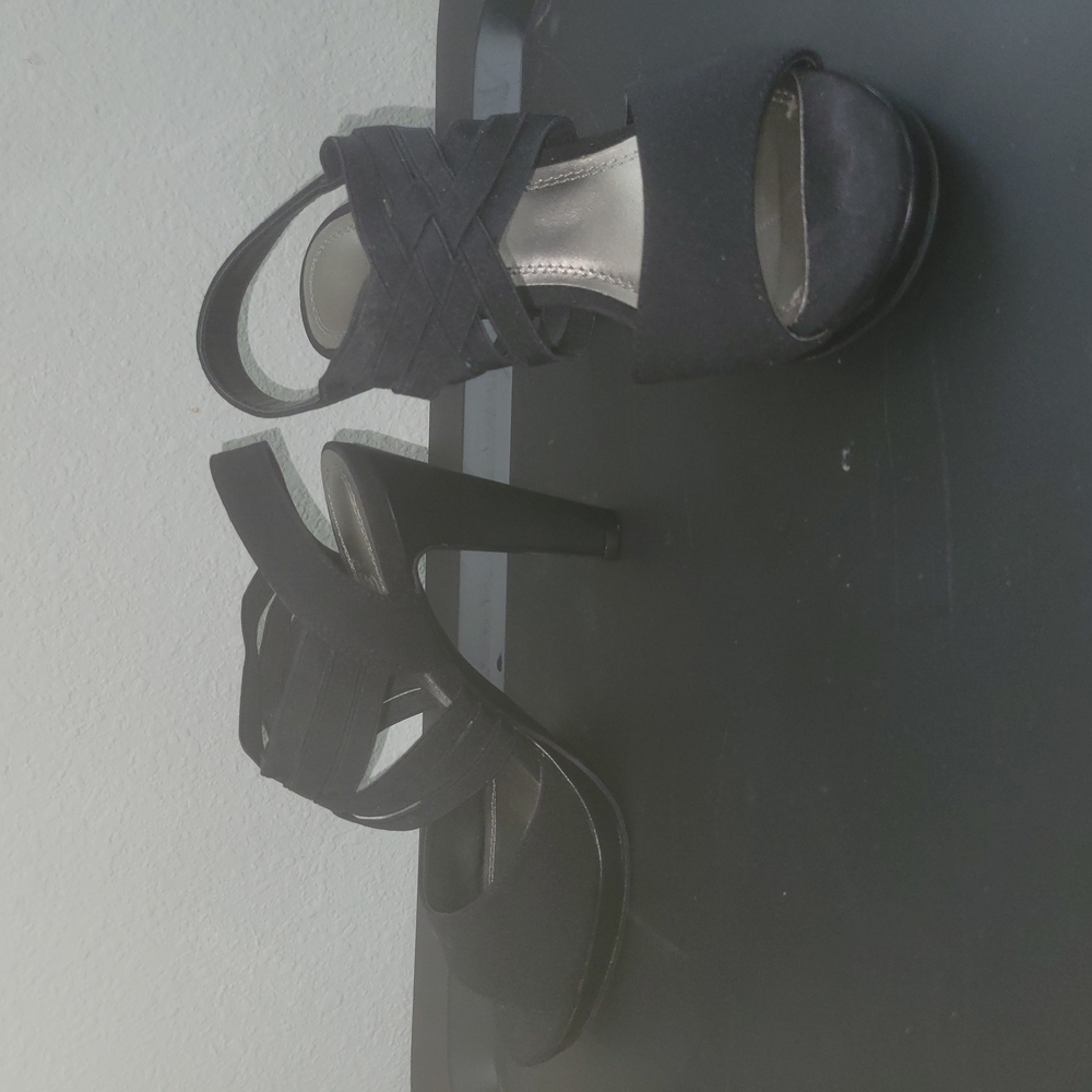 Sleek Black Strappy Heels with Ankle Strap